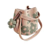 Crochet Flower Tote Bag, Handmade Floral Pattern Shoulder Carryall Handbag