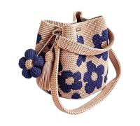 Crochet Flower Tote Bag, Handmade Floral Pattern Shoulder Carryall Handbag