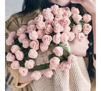 Crochet Flowers Rose Bouquet Blanket Handmade, Bouquet Blanket Crochet, Soft and Lightweight Romantic Rose Flower Bouquet Knitted Throw Blankets Pastel Tones (Material Package-style J)