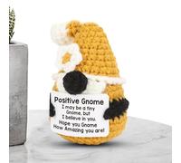 Crochet GNOME - Knitted GNOME | GNOME Decor | Knitted GNOME with Inspirational Card | Home Desk Decoration, Positive GNOME Knitted Toy For Sofa, Bedside, Desk, Cute and Cuddly Knitted GNOME
