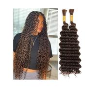 Crochet Hair Capelli umani sfusi a onde profonde for intrecciare #2 Capelli vergini castano scuro Micro trecce Extension Treccine(22 22 22 inches)