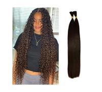 Crochet Hair Extension for capelli umani lisci intrecciati #2 castano scuro, capelli Remy sfusi, 16''-26'', senza trama Extension Treccine(22inches)