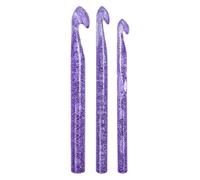 Crochet Hooks - 15x1cm Knitting Needles | Purple Glitter Crystal Crochet Hook Set | Eye Blunt Needle - 3-Piece Yarn Craft Tools | DIY Knitting And Handmade Projects