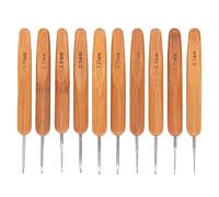 Crochet Hooks Knitting Needles Ergonomic Bamboo Handle Iron Set for Crafting Lace Scarf Sweater 10pcs 0.5mm to 2.75mm