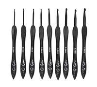 Crochet Hooks Set Ergonomic Handle 9pcs Aluminum Needles 2.0 to 6.0mm for Beginners Professionals Crafting Black
