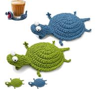 Crochet Lizard Coaster, 3D Amigurumi Handmade Animal Cup Mat Cute DIY Beginner Friendly Mug Rug for Coffee Table Office Desk Decor & Funny Gift (mix)