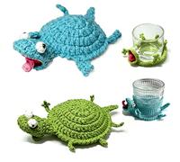Crochet Lizard Coaster 3D Pattern,Funny Handmade Crochet Coasters，2PCS