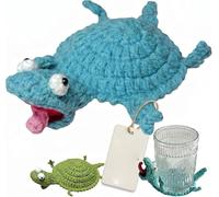 Crochet Lizard Coaster, Cute Handmade 3D Lizard Mug Rug(Blue-Finished)