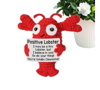 Crochet Lobster Doll - Handmade Positive Plush, Affirmation Animal Gift | Motivational Lobster, Uplifting Quote Doll, Emotional Support Toy for Teens, Friends, Teachers, Encouragement Gift