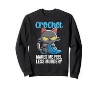 Crochet Mi Fa Sentire Meno Murdery Gatto Uncinetto per Le Donne Felpa