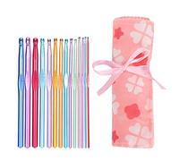 Crochet Needle Set Aluminum Oxide Ergonomic Handles Smooth Surface Knitting Hooks for Household Crafting Oxford Cloth Storage Bag 14Pcs
