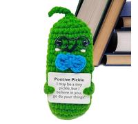 Crochet Pickle - Emotional Support Crochet | Positive Crochet | Crochet Doll | Crochet Pickle With Positive Card, Cute Ornament Crochet Pickle Cucumber, Crochet Cucumber Doll, Knitted Plush Doll