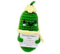 Crochet Pickle - Emotional Support Crochet | Positive Crochet | Crochet Doll | Crochet Pickle With Positive Card, Cute Ornament Crochet Pickle Cucumber, Crochet Cucumber Doll, Knitted Plush Doll