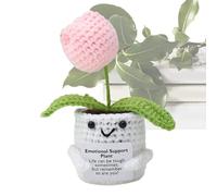 Crochet Plant Flower, Inspirational Support Plant, Lightweight Positive Knitted Doll, Handmade Flower Crochet with Uplifting Message, Decorative Plush Doll for Encouragement, Gift for Men and Women