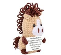 Crochet Positive Animals - Handmade Horse Knitted Toy, Soft Plush Crochet Animals With Positive Messages | Birthday Christmas Stocking Stuffer For Women Men Friend Coworker Home Room