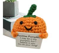 Crochet Pumpkin - Zucca di verdure all'uncinetto, bambola lavorata a maglia con biglietto per amico, gioventù, studente, ragazzo, ragazza, scrivania, libreria, comodino, studio