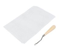 Crochet Rug Making Kit | DIY Carpet Weaving Tool with Glass Fiber Mesh | Handmade Home Decor for Beginners/Pillows/Tapestries | 50x50cm & 150x100cm Sizes, Wood Handle Hook (Mesh cloth 50cm +