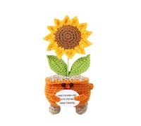 Crochet Sunflower, motivational Flower Doll, Handwoven Artificial, Soft Yarn Craft Design, Uplifting Gift Message Included for Dressing Table, Bookshelf, Nightstand, Home Decor