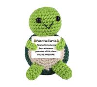 Crochet Turtle, Tiny Crochet Turtle, Emotional Support Doll, Cute Crochet Decor, 10cm/3.9inch Cute Doll Crochet Toy Decoration, Positive Turtle With Motivational Encouragement Card For Home Studio