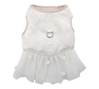 Croci Ceremony Bride - Pettorina per cane femmina, Per Matrimoni, Vestito per cani con Gonna in Tulle, Fantasia Damascata, Regolabile, M/41-45 cm