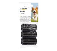 Croci Easy Grip- Sacchetti igienici per bisogni dei cani, 3 Rotoli Totali 60 Sacchetti, resistenti, antislittamento, Nero