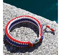 Croci Geflochtenes Halsband Collare Intrecciato Silver Twine Charm in Argento, 30 cm, Nylon, Blu Navy