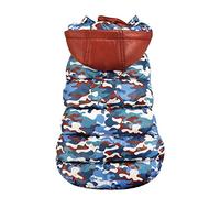 Croci Giubbotto impermeabile per cani con cappuccio Polar Camouflage, taglia dorso 50 cm, imbottitto e double face, regolabile con elastici e foro per guinzaglio e pettorina, camouflage e rosso