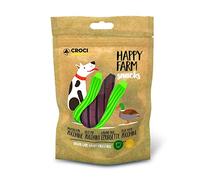 Croci Happy Farm - Premio masticativo per cani, snack cane naturale, alimento complementare proteico con verdure, Anatra e Zucchine, 80g