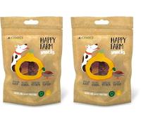 Croci Happy Farm - Premio masticativo per cani, snack cane naturale, alimento complementare proteico con verdure, Anatra e Zucca, 80g (Confezione da 2)