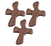 Croci in legno, crocifisso tascabile, set di croci di preghiera, compagno spirituale, e portatile, perfetto per pregare, legno originale, marrone chiaro/scuro, 10 x 8 x 1 cm