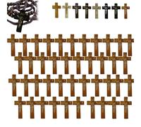 Croci in legno per artigianato - La croce tascabile contiene 60 ciondoli a forma di croce, ciondoli a forma di croce in puro legno naturale per preghiera in chiesa, Pasqua, regali cristiani
