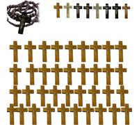Croci in legno per artigianato - La croce tascabile contiene 60 ciondoli a forma di croce, ciondoli a forma di croce in puro legno naturale per preghiera in chiesa, Pasqua, regali cristiani