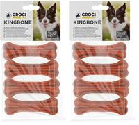 Croci King Bone - Ossa per cane gusto Bacon, Snack premio masticativo per cani in pelle bovina naturale, dental stick per la pulizia dei denti, 10 cm - 4 pz (Confezione da 2)