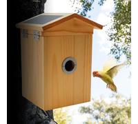 Croci Nido per Uccelli Wifi - Con Pannello Solare, Batteria e Telecamera HD 1080p, App Smart con riconoscimento della specie, foto e video, Sensori di movimento per volatili, in legno