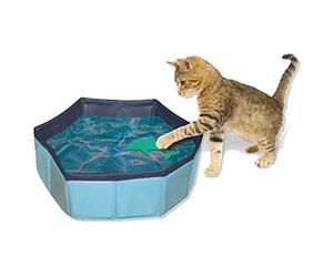 CROCI Piscina per Gatti Pieghevole, Parco giochi per gatti all'aperto, Vasca da bagno con giocattoli, Dimensioni: 30X10cm