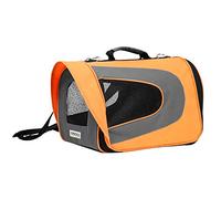 Croci Rocket - Trasportino per cani e gatti, Borsa porta cane e gatto, Trasportino per auto, Rigido, Tracolla rimovibile, Richiudibile, Arancione, 46x26x27 cm