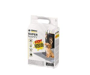 Croci Super Nappy Carboni attivi - Tappetini Igienici per Cani 57x54 cm - 14 pezzi, Traverse Cani e Animali Domestici, per Pipi Cane e Gatto Ultra Assorbenti Usa e Getta, Antistrappo e Antiodore