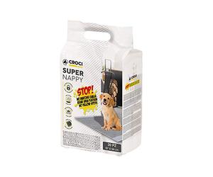 Croci Super Nappy Carboni attivi - Tappetini Igienici per Cani 57x54 cm - 30 pezzi, Traverse Cani e Animali Domestici, per Pipi Cane e Gatto Ultra Assorbenti Usa e Getta, Antistrappo e Antiodore