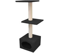 Croci Monaco - Tiragraffi a Colonna con Cuccia e Piattaforme 35x35x103 cm, per Gatti Grandi e Piccoli, Tiragraffi graffiatoio ad Albero, Giochi per Gli Animali, Gioco calmante per Gatti, Colore Nero