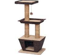 Croci Natural Betulla - Tiragraffi per gatti adulti, con materiali naturali, con cuccia per gatti, sedute, cuscini, parti graffiabili, 45x35x98,5 cm