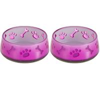 Croci TPR Doggy - Ciotola per cani in plastica TPR, antiscivolo, igienica e durevole, contenitore per cibo e acqua, lavabile in lavastoviglie, Viola, Capienza 300 ML (Confezione da 2)