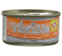 Croci Vibrisse Cibo umido per gatti a base di Pollo, Bacche di Goji e Formaggio, alimento completo con Ferro, Vitamine e Sali minerali, 24 lattine da 70 g