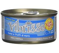 Croci Vibrisse Cibo umido per gatti a base di Tonno e Frutti di mare, alimento completo con Ferro, Vitamine e Sali minerali, 24 lattine da 70 g