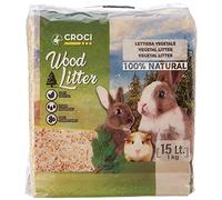Croci Wood Litter, Lettiera vegetale per roditori a base di trucioli di abete, formato 15 lt - 1Kg, naturale e compostabile senza prodotti chimici, super assorbente