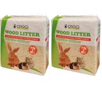 Croci Wood Litter, Lettiera vegetale per roditori a base di trucioli di abete, formato - 4Kg, naturale e compostabile super assorbente, antiodore (Confezione da 2)
