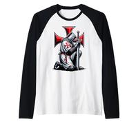Crociato Cavaliere Templare Crociato Guerriero Cristiano Maglia con Maniche Raglan