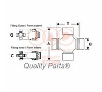 CROCIERA ALBERO TRASMISSIONE NISSAN King Cab D22 2.4 i 4WD 2002-03> 308-13041