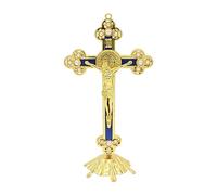 Crocifissione cattolica,Stand di crocifissione in piedi, Crocifisso elegante dorato antico che rappresenta la cappella, Crocifissione cattolica di Gesù Cristo per la cappella