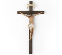 Crocifisso cattolico BC da parete, decorazione da parete con Gesù Cristo per altare della casa, regalo religioso, scultura rinascimentale fatta a mano di Buildclassic (versione semplificata a colori)