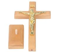 Crocifisso Cattolico in Piedi O Sospeso, Tavolo Crocifisso in Metallo e Legno, Crocifissione di Gesù da Tavolo in Terra Santa, Tavolo Cattolico con Supporto per la Cattedrale Dell'Home Office